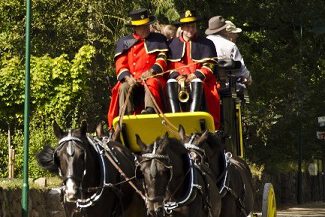 Postkutsche vierspännig gefahren